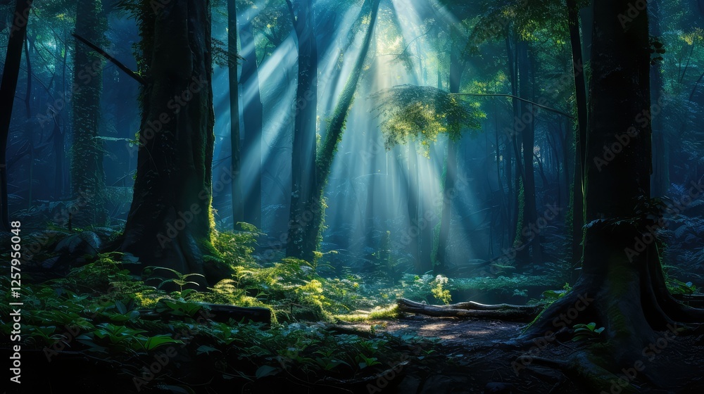 Fototapeta premium canopy blue light rays