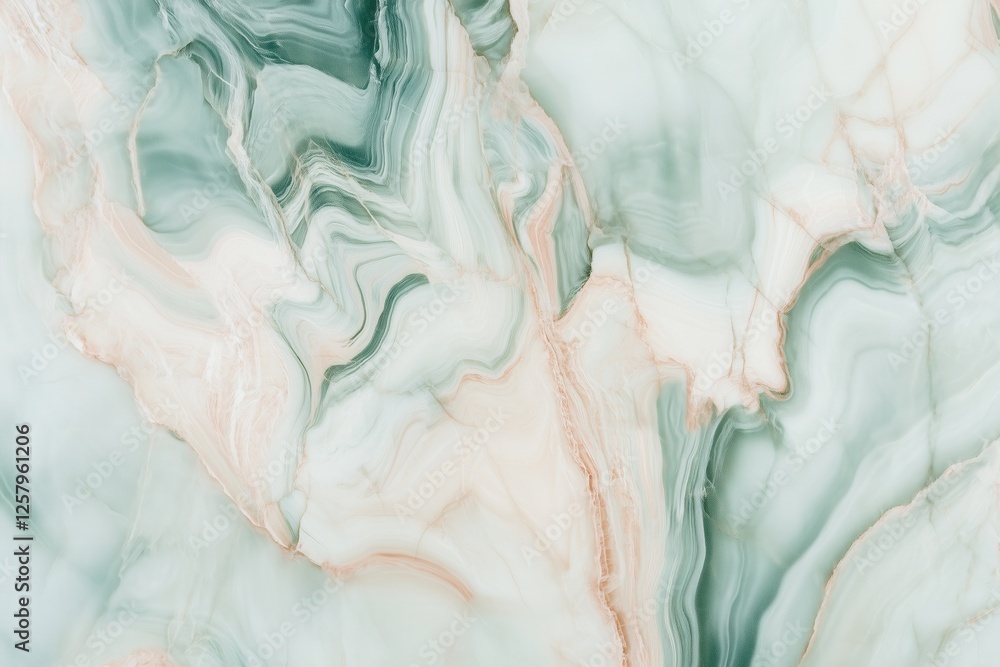 Naklejka premium Abstract green and white marble texture with organic patterns and swirls