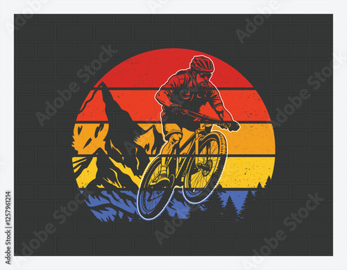 Mountain Biking T Shirt Design, Adventure T Shirt, Custom t-shirt design, Outdoor, Mountain, Family T Shirt Design illustration
