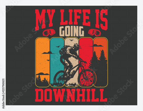 Mountain Biking T Shirt Design, Adventure T Shirt, Custom t-shirt design, Outdoor, Mountain, Family T Shirt Design illustration
