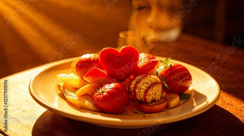 fruit cake with strawberries and cream