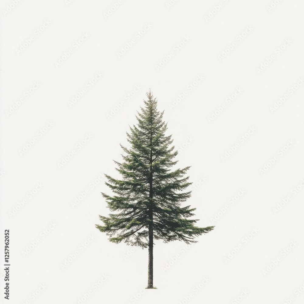 Isolated Beautiful Tree on Pure White Background, Minimalist Botanical Illustration for Print Projects Isolated Beautiful Tree on Pure White Background, Minimalist Botanical Illustration for Print Projects