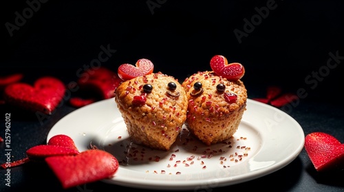 heart shaped chocolate cake with strawberries
