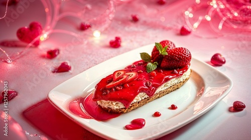 chocolate cake with cherries and berries valentines day