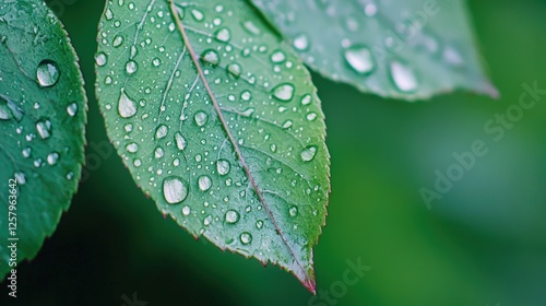 Mindfulness and meditation method Mindfulness and meditation method, Fresh green leaves with water droplets create a serene and vibrant natural scene, highlighting the beauty of nature.