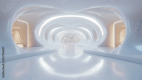 Futuristic white architectural space