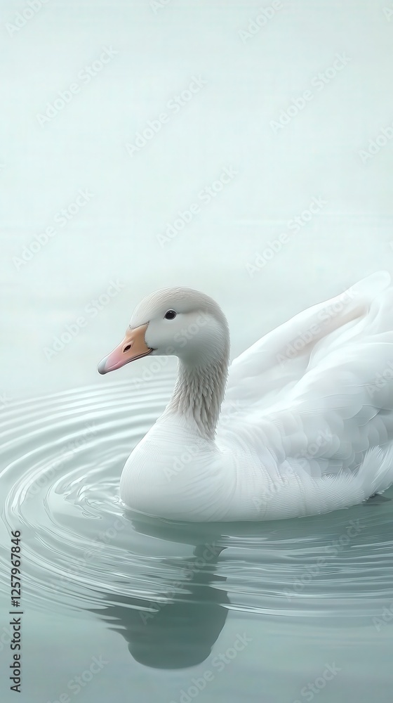 a goose gliding through a tranquil pond, with the soft ripples on the water surrounding it. a goose gliding through a tranquil pond, with the soft ripples on the water surrounding it.