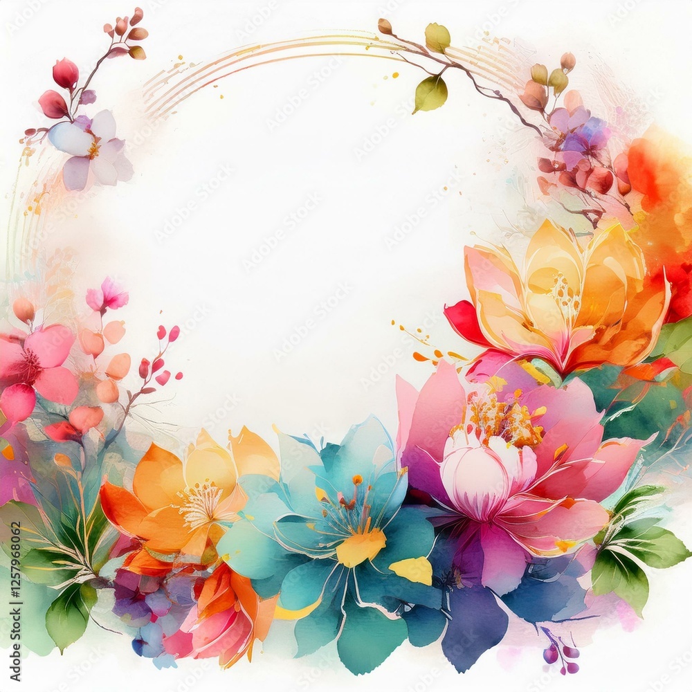 elegant asian flowers frame border design background with copy space elegant asian flowers frame border design background with copy space