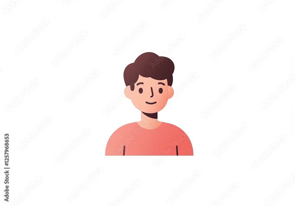 Cartoon Illustration of a Smiling Young Man in Red Shirt - Perfect for Profile Avatars and Character Design Cartoon Illustration of a Smiling Young Man in Red Shirt - Perfect for Profile Avatars and Character Design