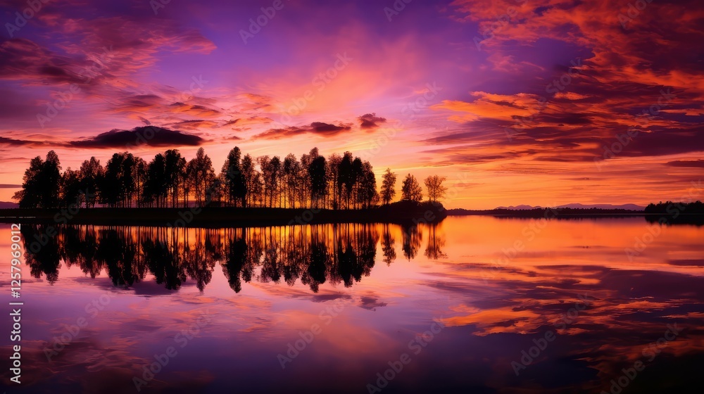 Fototapeta premium mirror purple gold sky
