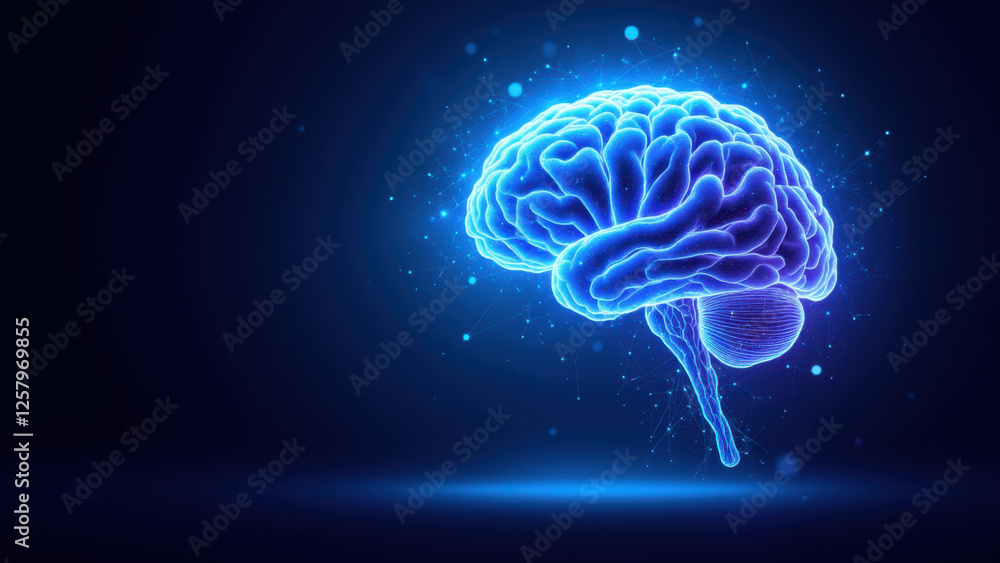 Obraz premium An artistic representation of artificial intelligence with a glowing human-like brain.