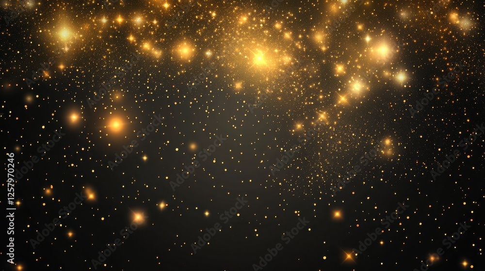 Fototapeta premium Gold stardust. Golden glitter sparkle stars. Magic light trails abstract christmas vector decoration. Magic shiny decoration dust, star trail illustration
