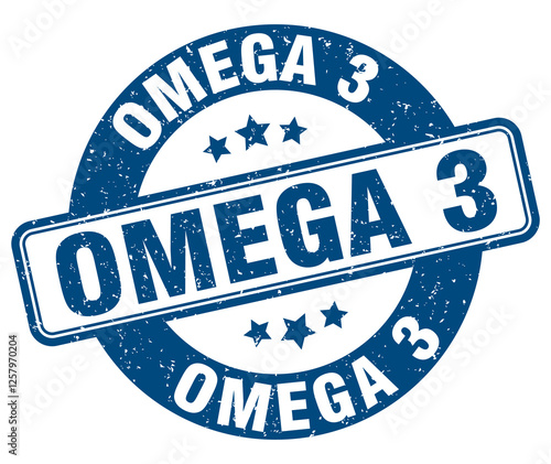 omega 3 stamp. omega 3 label. round grunge sign