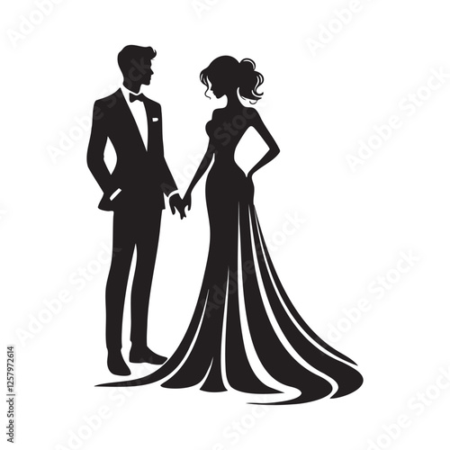 Elegant Wedding Couple Silhouettes