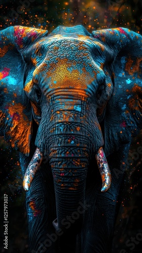 Vibrant painted elephant a fusion of art and nature photo