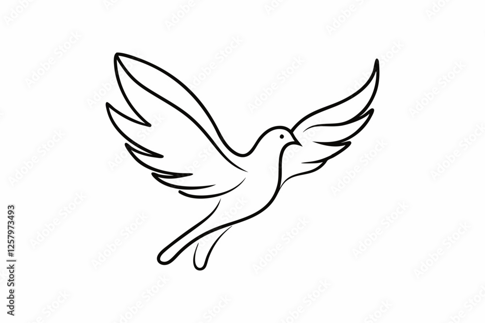 Fototapeta premium One-Line Dove in Flight – Peaceful Minimalist Silhouette Vector, Modern Line Art Dove Perched on Hand – Minimalist Peace Symbol Vector.