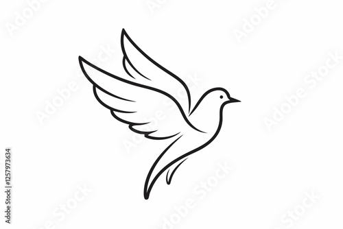 Wallpaper Mural One-Line Dove in Flight – Peaceful Minimalist Silhouette Vector, Modern Line Art Dove Perched on Hand – Minimalist Peace Symbol Vector. Torontodigital.ca