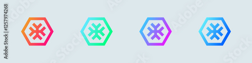 Snowflake line icon in gradient colors. Cold signs vector illustration.