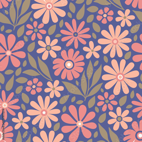 Wallpaper Mural Seamless pattern with flowers, Vector Illustration botanical elements, Wildflowers pattern. Torontodigital.ca