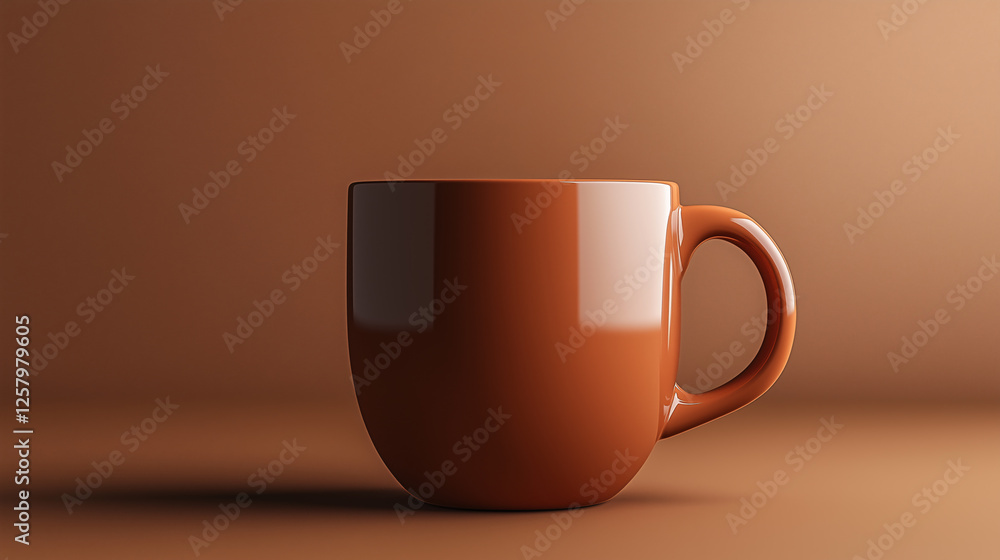 Minimalist Brown Ceramic Coffee Mug on Neutral Background with Warm Earth Tones for Modern Branding and Kitchenware Design Minimalist Brown Ceramic Coffee Mug on Neutral Background with Warm Earth Tones for Modern Branding and Kitchenware Design