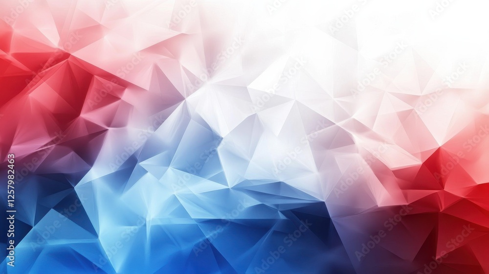 Obraz premium Technology bright low poly connection abstract background. Blue and red blurred futuristic vector design