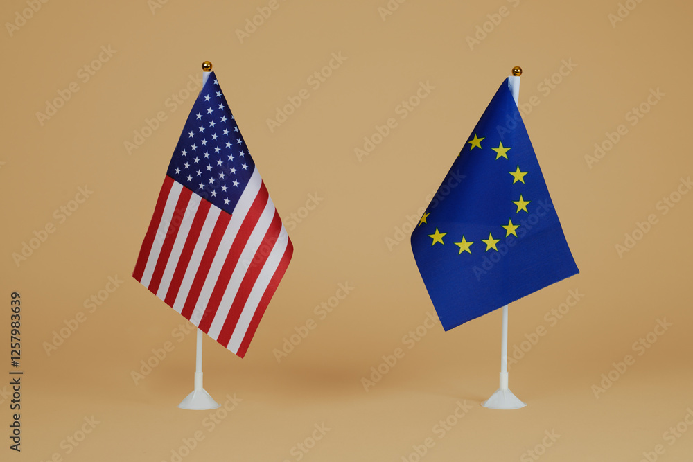 american flag and european flag