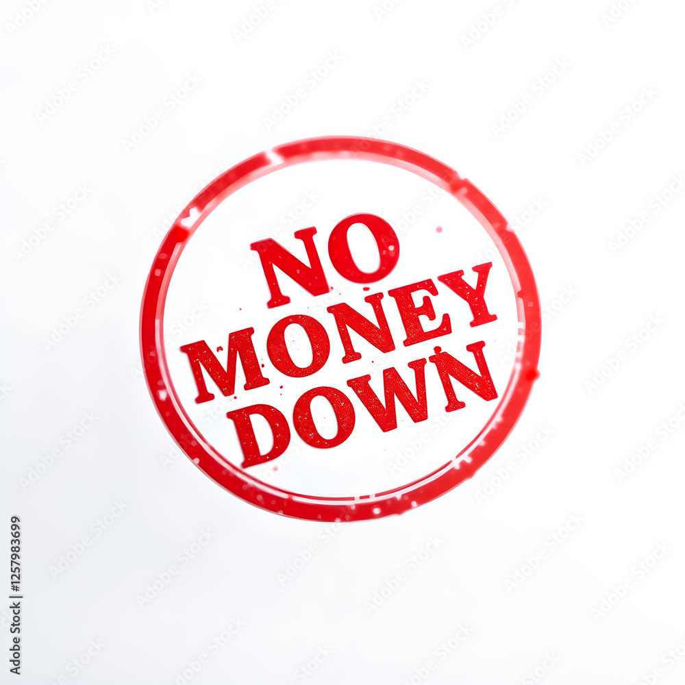 No money down text stamp red rubber stamp on white background. Generative AI No money down text stamp red rubber stamp on white background. Generative AI