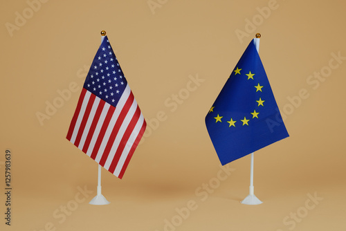 Obraz na płótnie american flag and european flag w salonie