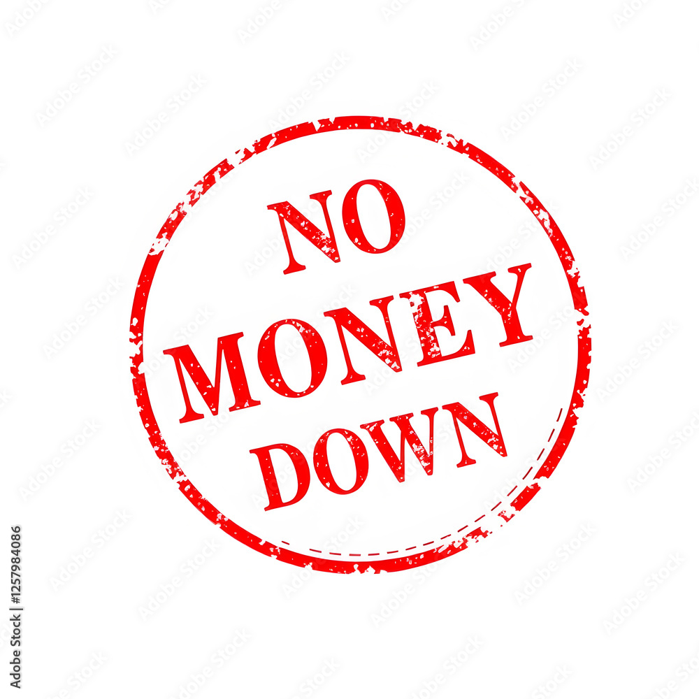 No money down text stamp red rubber stamp on white background. Generative AI No money down text stamp red rubber stamp on white background. Generative AI