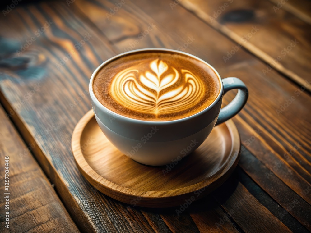 Simple cup, textured table, coffee foam art: minimalist latte perfection. Simple cup, textured table, coffee foam art: minimalist latte perfection.