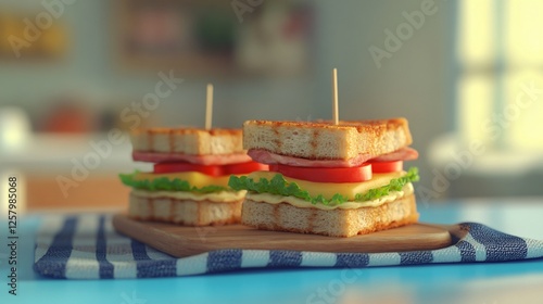 Delectable Sandwich with Skewers photo