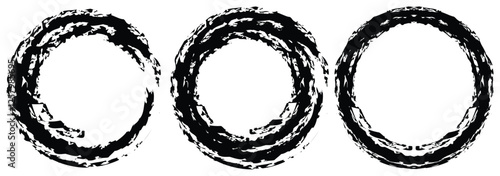 Brush circles. grunge circles. Grunge circles set. Grunge round shapes. Circular ink brush stroke fro design elements. Vector illustration.
