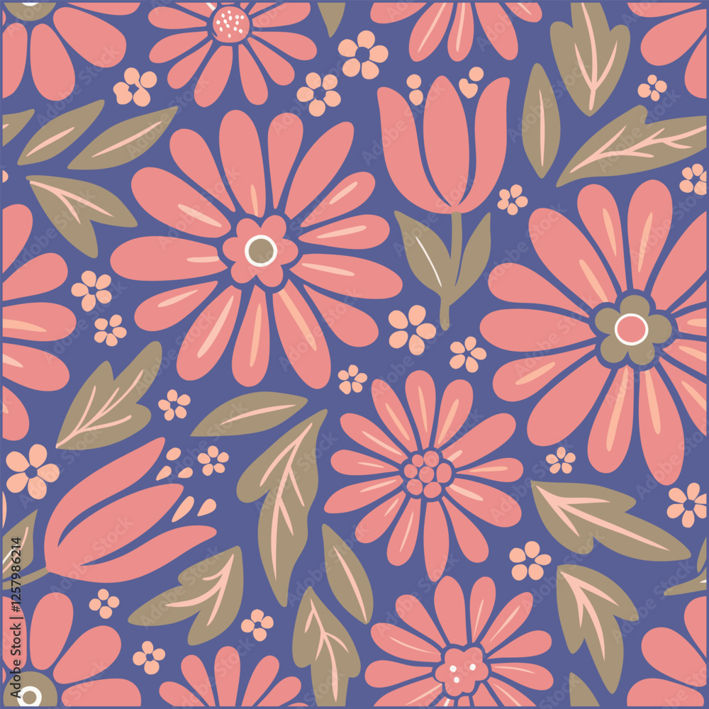 Obraz premium Seamless pattern with flowers, Vector Illustration botanical elements, Wildflowers pattern.