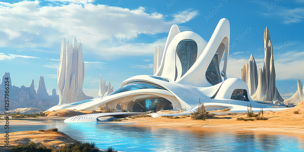 Naklejka premium Futuristic Desert Oasis