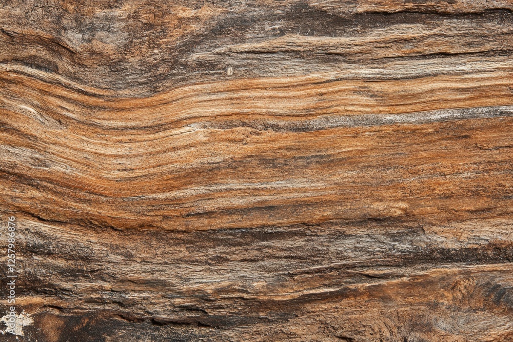 Naklejka premium Layered rock formation displays sediment deposition and natural coloration