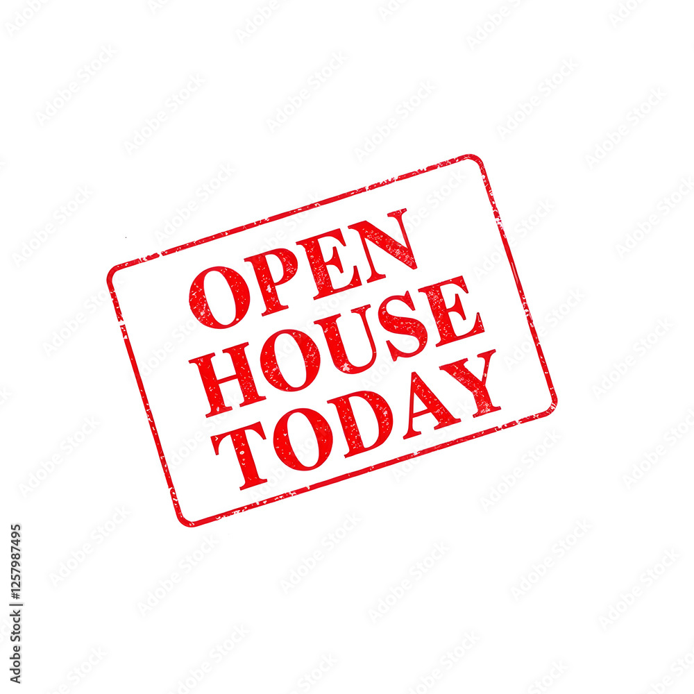 Open House Today text stamp red rubber stamp on white background. Generative AI Open House Today text stamp red rubber stamp on white background. Generative AI