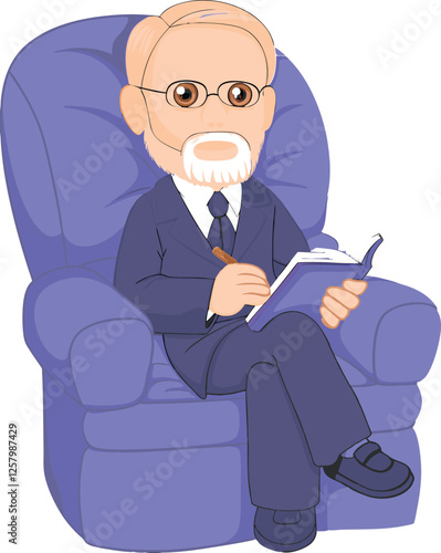 Sigmund Freud father of Psychotherapist Vector Image , Iconic Therapist vector art Illustration on white background.