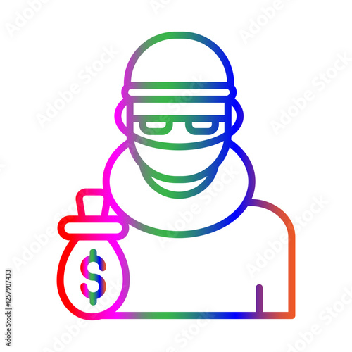 Robbery line gradient icon
