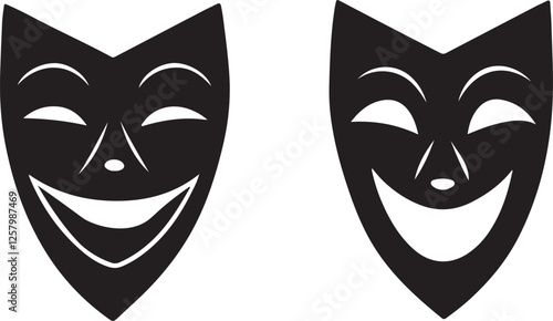 Drama masks representing comedy and tragedy isolated with white background.