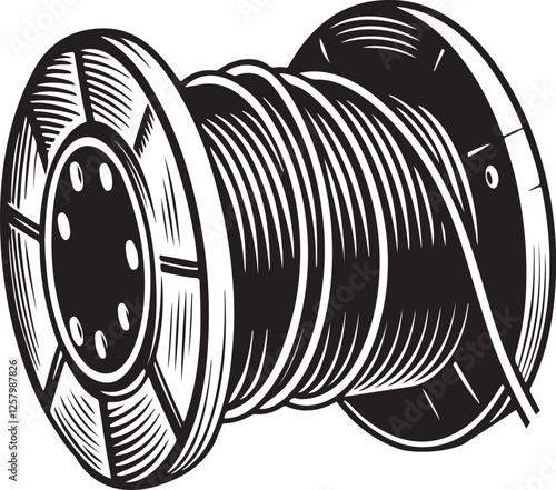 Electrical cable spool vector illustration art with white background.