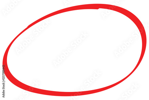 Red circle line pencil. Red brush marker pen round ovals. Scribble horizontal ellipse inrounder. Round scrawl frames. Doodle round circles for message note mark design element. Vector illustration