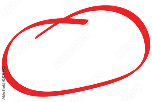 Red circle line pencil. Red brush marker pen round ovals. Scribble horizontal ellipse inrounder. Round scrawl frames. Doodle round circles for message note mark design element. Vector illustration