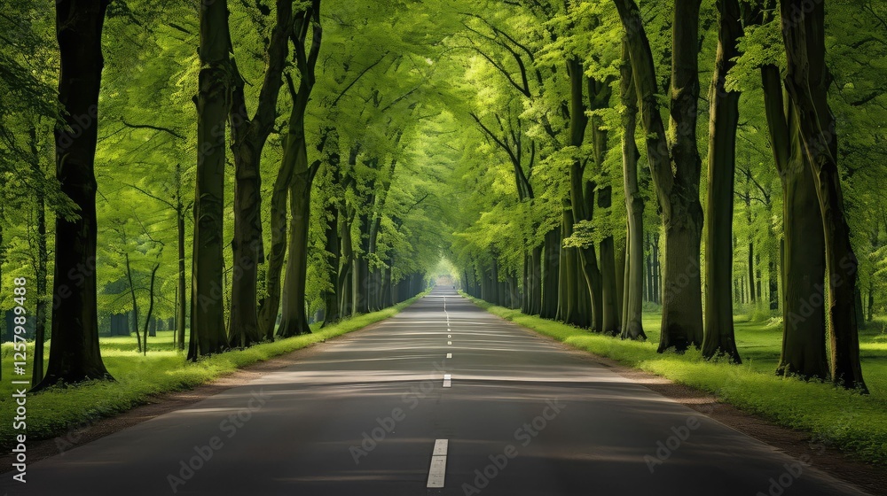 Obraz premium trees wide road