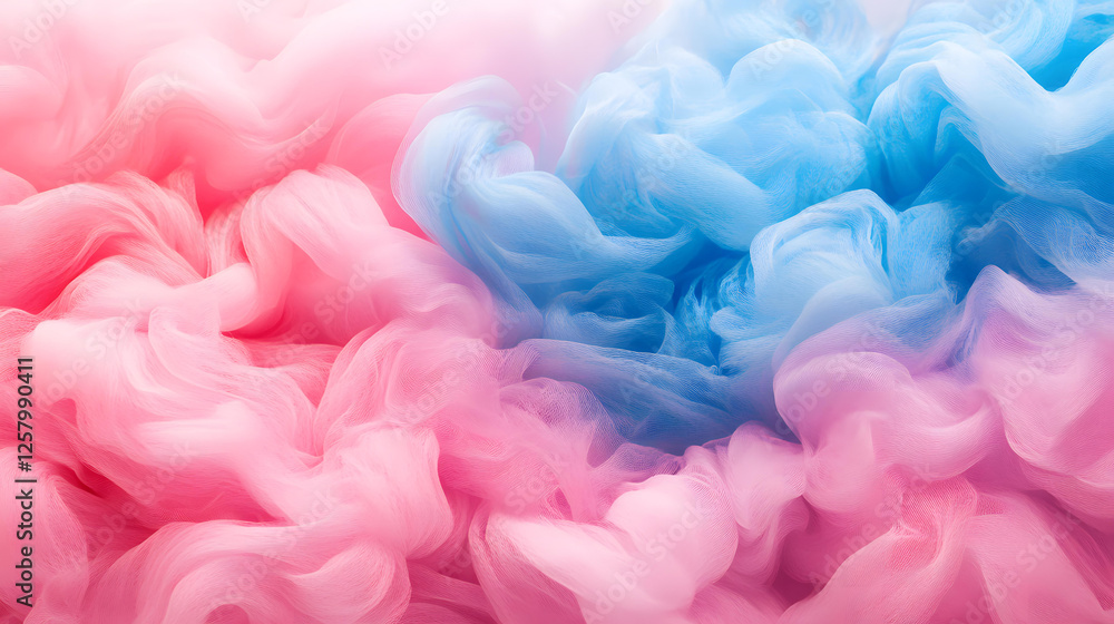 Fototapeta premium Abstract Pink and Blue Swirling Dye Clouds Soft Pastel Colors Dreamy Background