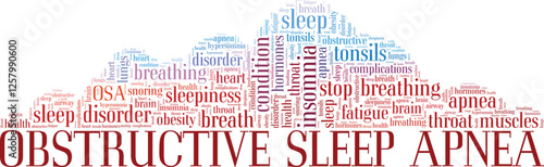 Obstructive Sleep Apnea OSA word cloud conceptual design isolated on white background.