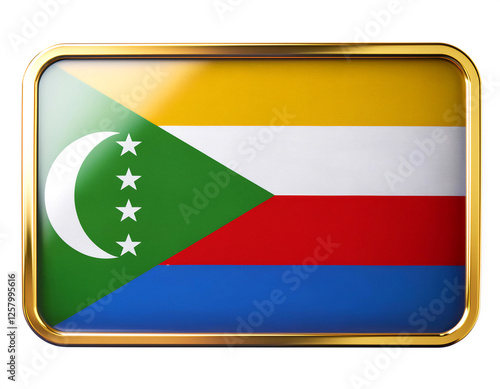 Free Download コモロの国旗のブローチ。白背景。(Comoros flag brooch on white background.)
 - GFXLoad