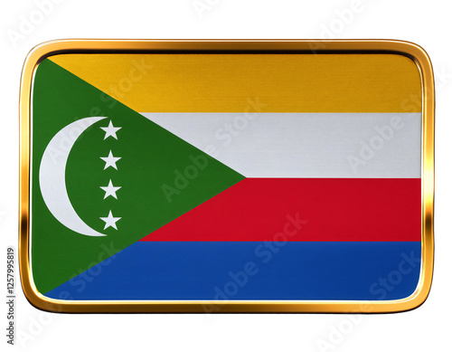 Free Download コモロの国旗のブローチ。白背景。(Comoros flag brooch on white background.)
 - GFXLoad