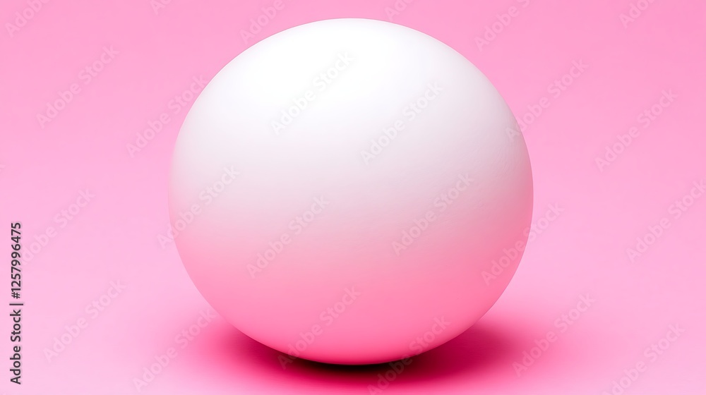 Fototapeta premium Abstract White Sphere on Pink Background Rendered with Shadows Subtle Tones and Simple Composition