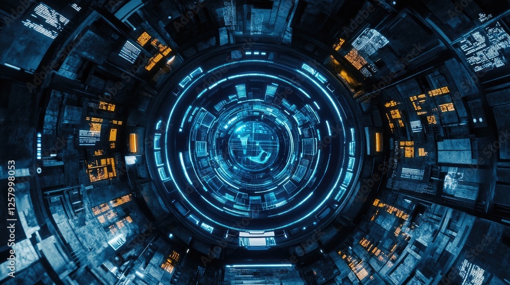 Fototapeta premium Strategic business planning concept with futuristic digital elements.