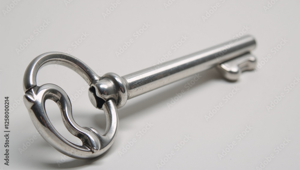 Shiny silver key with intricate details access security unlocking potential Detailed Base